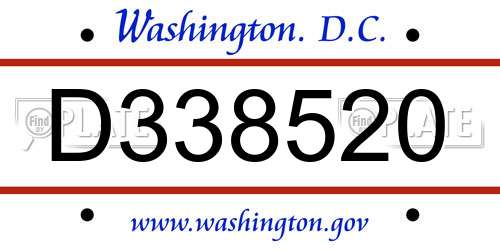 D338520 District Of Columbia License Plate