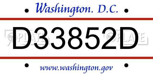 D33852D District Of Columbia License Plate
