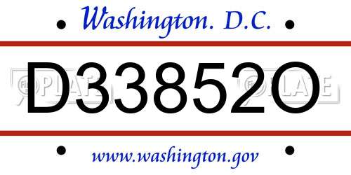 D33852O District Of Columbia License Plate