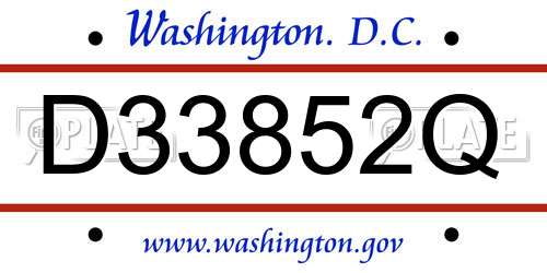D33852Q District Of Columbia License Plate