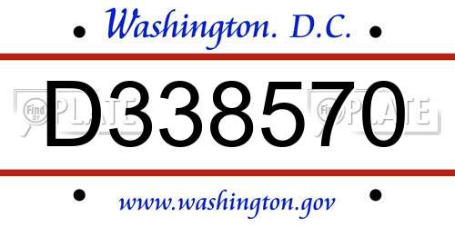 D338570 District Of Columbia License Plate