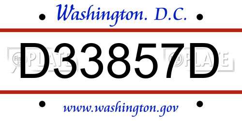 D33857D District Of Columbia License Plate