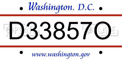 D33857O District Of Columbia License Plate