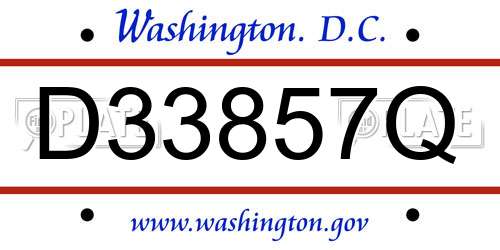 D33857Q District Of Columbia License Plate