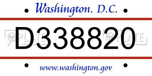 D338820 District Of Columbia License Plate