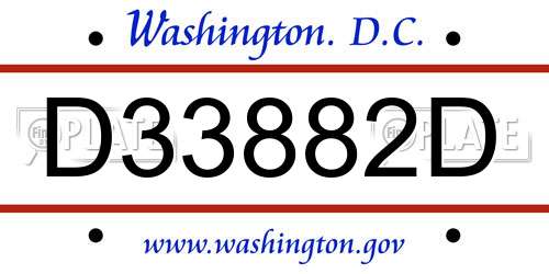 D33882D District Of Columbia License Plate