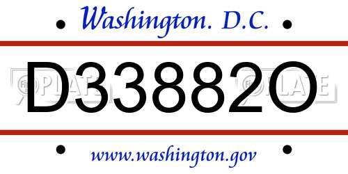 D33882O District Of Columbia License Plate