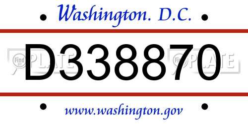 D338870 District Of Columbia License Plate