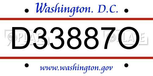 D33887O District Of Columbia License Plate