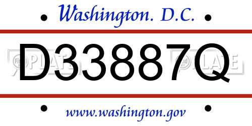 D33887Q District Of Columbia License Plate