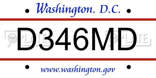 D346MD District Of Columbia License Plate