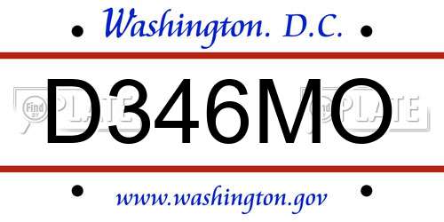 D346MO District Of Columbia License Plate