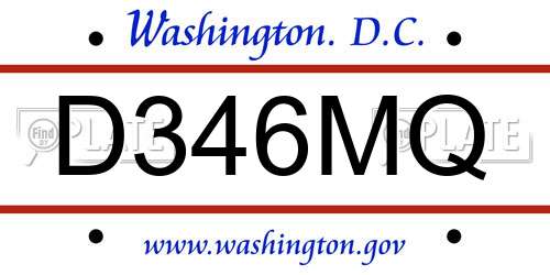 D346MQ District Of Columbia License Plate