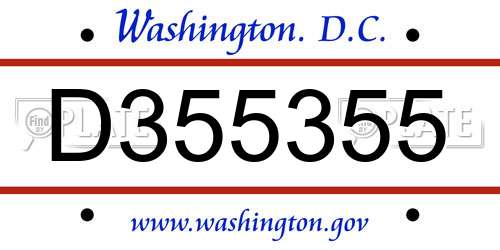 D355355 District Of Columbia License Plate