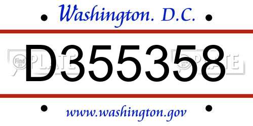 D355358 District Of Columbia License Plate