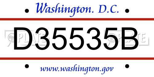 D35535B District Of Columbia License Plate