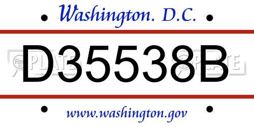D35538B District Of Columbia License Plate