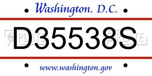 D35538S District Of Columbia License Plate