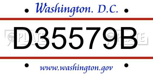 D35579B District Of Columbia License Plate