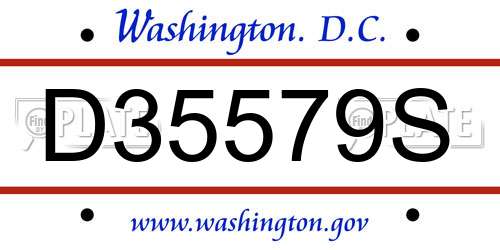 D35579S District Of Columbia License Plate