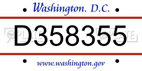 D358355 District Of Columbia License Plate