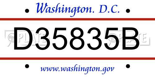 D35835B District Of Columbia License Plate