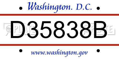 D35838B District Of Columbia License Plate