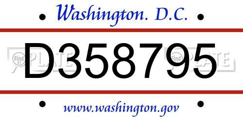 D358795 District Of Columbia License Plate