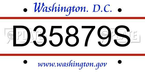 D35879S District Of Columbia License Plate