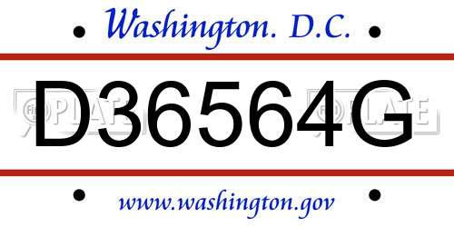 D36564G District Of Columbia License Plate