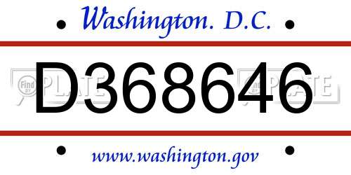 D368646 District Of Columbia License Plate