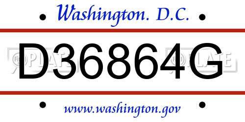 D36864G District Of Columbia License Plate