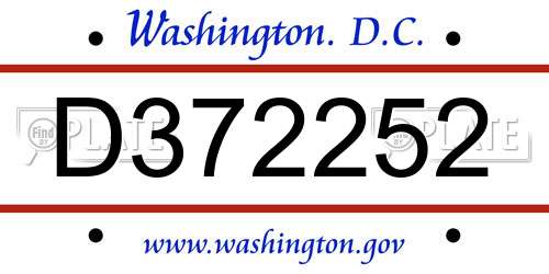 D372252 District Of Columbia License Plate