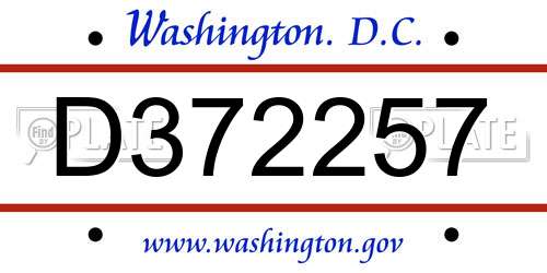 D372257 District Of Columbia License Plate