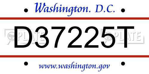 D37225T District Of Columbia License Plate