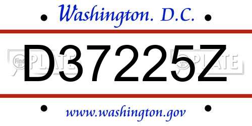 D37225Z District Of Columbia License Plate