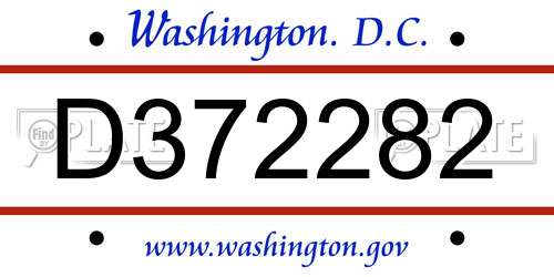 D372282 District Of Columbia License Plate
