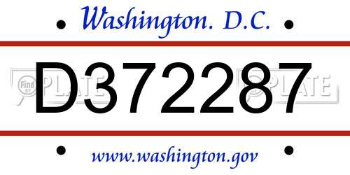 D372287 District Of Columbia License Plate