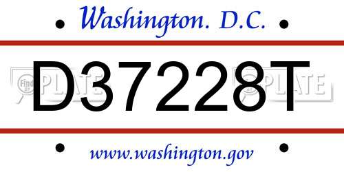 D37228T District Of Columbia License Plate