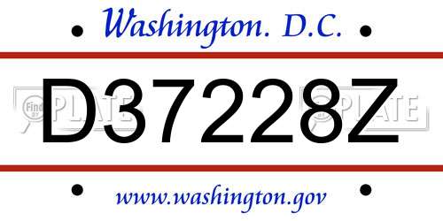 D37228Z District Of Columbia License Plate