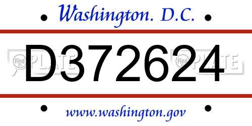 D372624 District Of Columbia License Plate