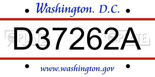 D37262A District Of Columbia License Plate