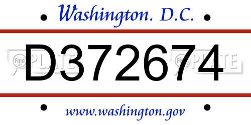 D372674 District Of Columbia License Plate