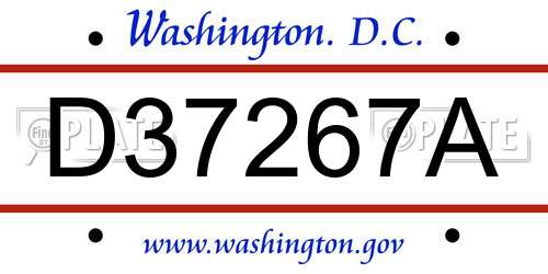 D37267A District Of Columbia License Plate
