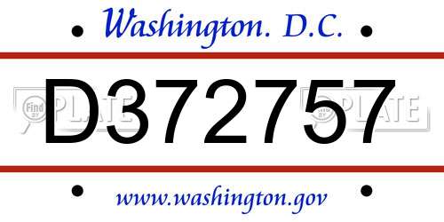 D372757 District Of Columbia License Plate