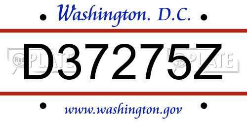 D37275Z District Of Columbia License Plate