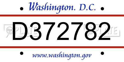 D372782 District Of Columbia License Plate