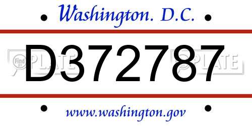 D372787 District Of Columbia License Plate