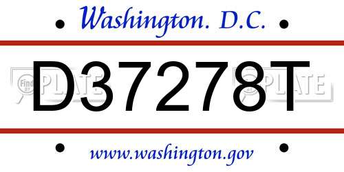 D37278T District Of Columbia License Plate