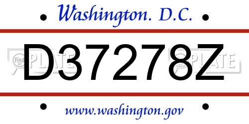D37278Z District Of Columbia License Plate